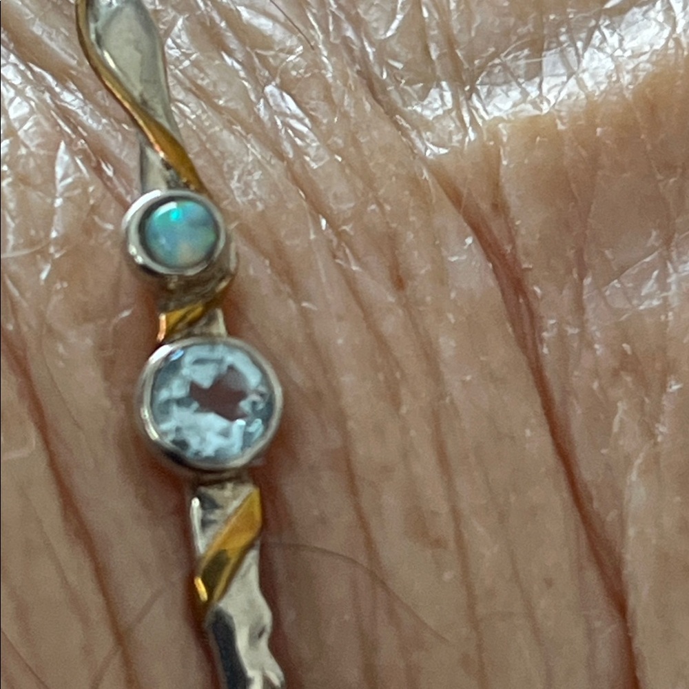 Elegant Gold and Silver Women's Bracelet with opal and aquamarine stones - Picture 4 of 9